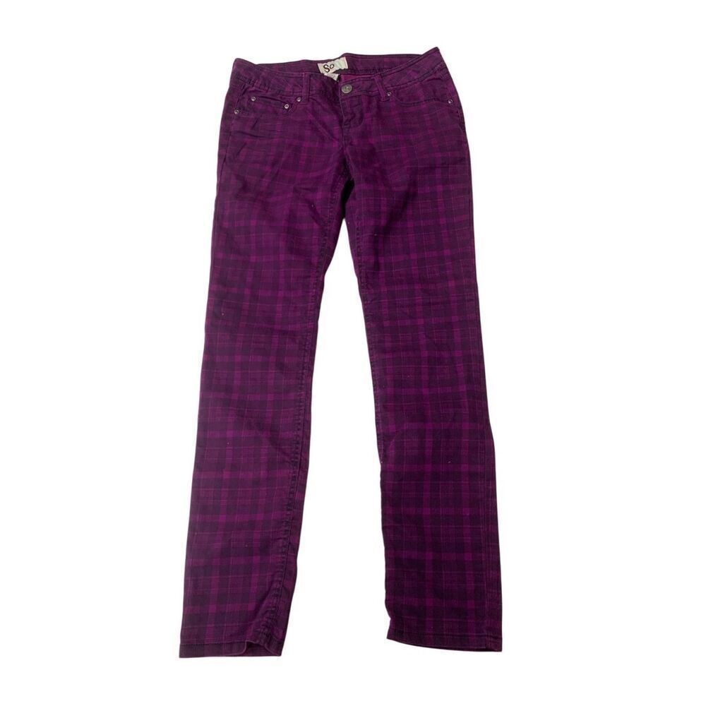 Plaid Patterned Jeans